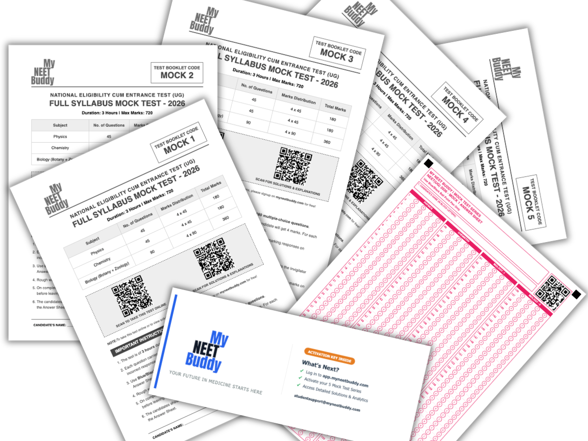 NEET 2026 Mock Test Booklet Pack — 5 booklets, OMR sheets, answer keys and activation key